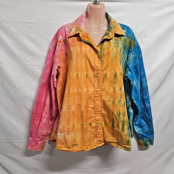 Cotton Citizen Tie Dye Button Up Shirt Women Size L Multicolor Cotton - Picture 3 of 11